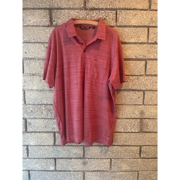 TravisMathew Mens Red Heather Polo Shirt XL - Picture 1 of 6